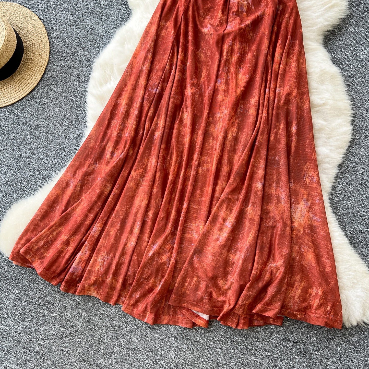 French Vintage Style High-grade Blooming Halter Sleeveless Dress
