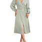 New Satin Solid-color V-neck Skirt With A Slitsexy Dress