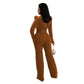 V-neck Solid Color Lace-up Fashion Women's Jumpsuit