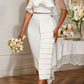 Tube Top White Shirt Asymmetric Hip Skirt Suit