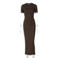 Fashion Round Neck Slim Back Lace-up Long Sleeve Dress