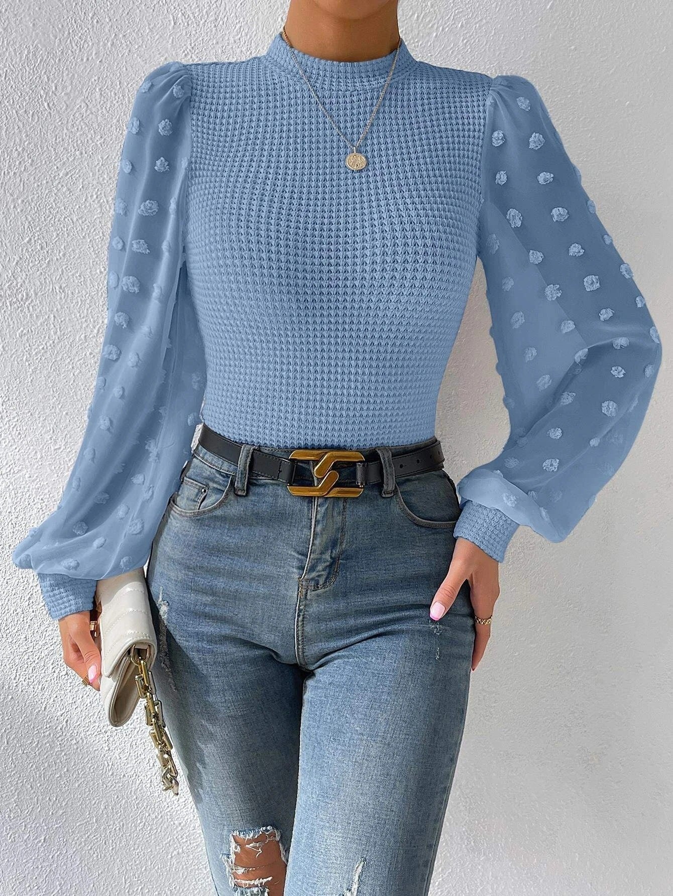 Tricots pour femmes, col rond, coutures, manches longues
