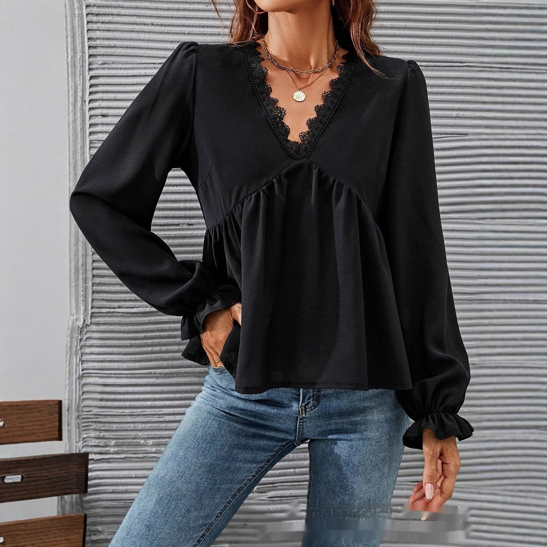 Women's Casual All-match Lace Lining Shirt