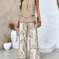 Print Suits Sleeveless Double-layer Vest And Loose Straight Pants