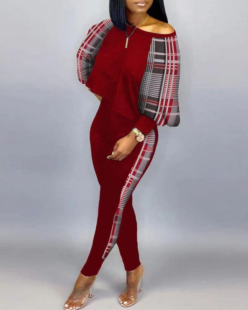 Ensemble décontracté à manches longues et col ras du cou pour femme