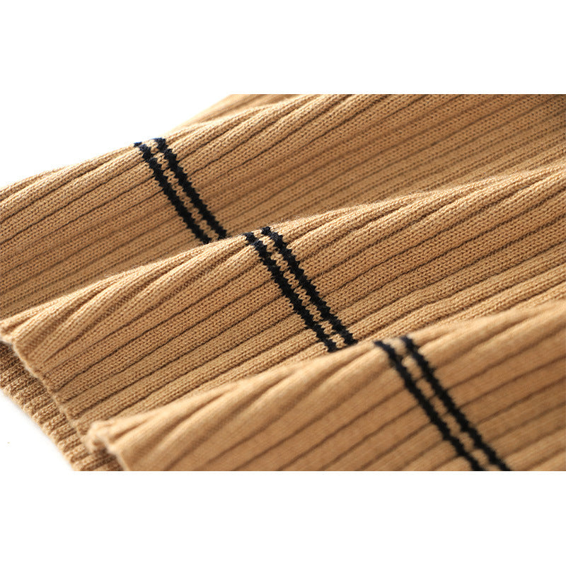 Robe longue en tricot élastique à manches longues et col rond