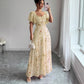 Lotus Sleeve Printed Slim Elegant Dress