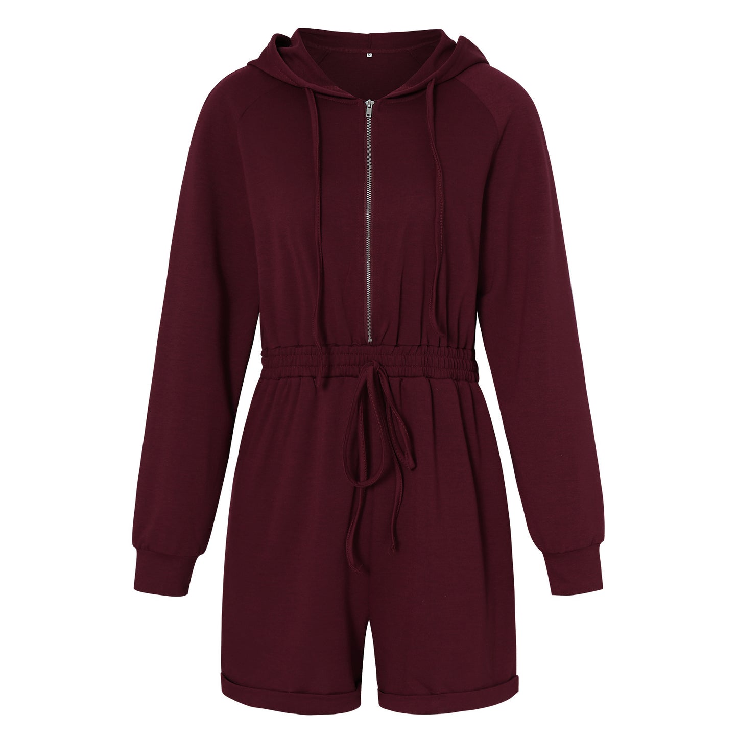 Short une pièce à capuche et manches longues pour femme, coupe slim