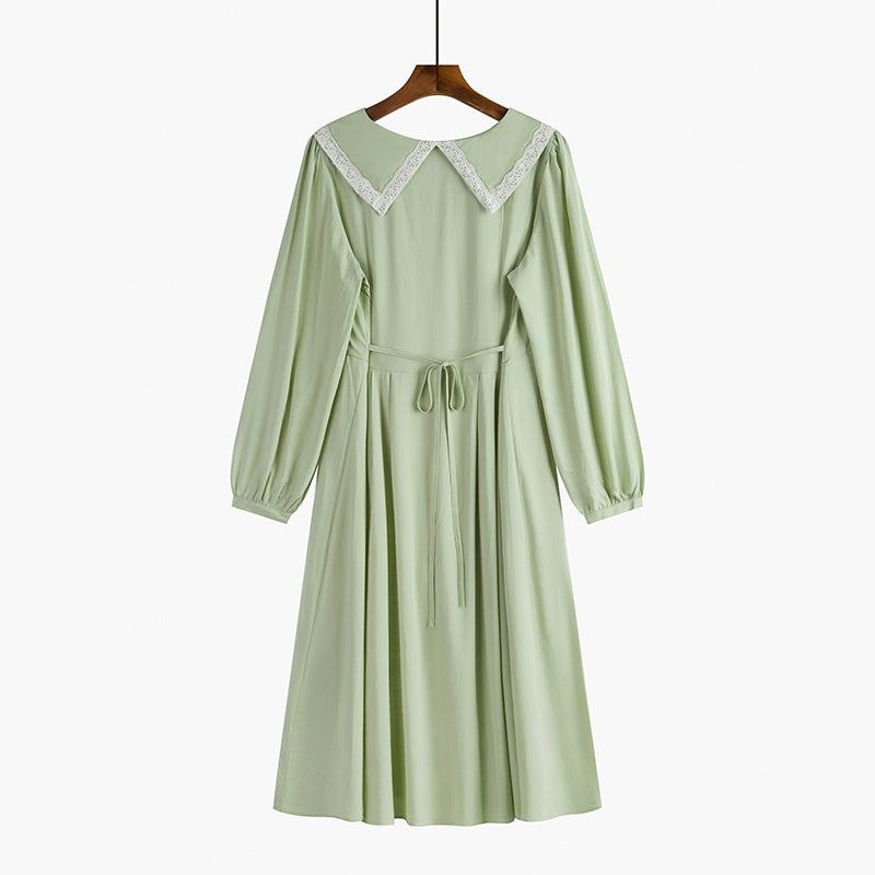 Robe à col princesse pour femme, coupe trapèze, taille haute, style printemps, petite jupe longue