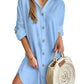 Robe chemise boutonnée à manches longues et revers pour femme, vêtement d'automne décontracté