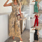 Casual Resort-Style Rayon Printed High-Waisted Jumpsuit With Pockets