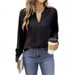 Temperament Commute Long Sleeve Solid Color Sweet Top Women's V-neck Design