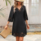 Half Sleeve A- Line Fashion Lace V-neck Dress
