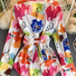 Irregular Tie-dyed Satin Shirt Trendy Top
