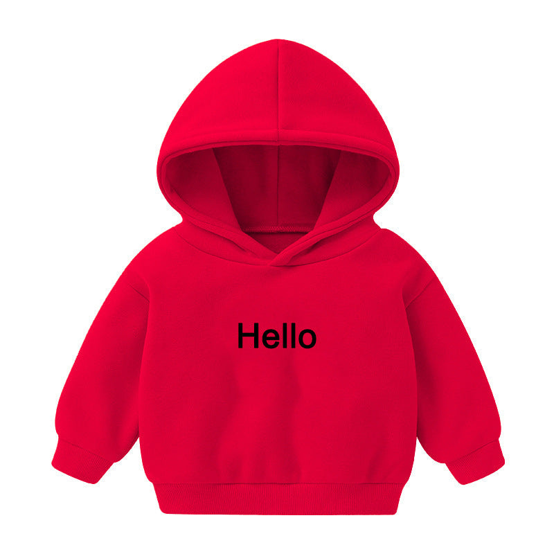 Boys And Girls Hooded Sweater And Cashmere Children's All-match Long-sleeved Clothes
