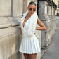 Vest High Waist Pleated Skirt Two-piece Set
