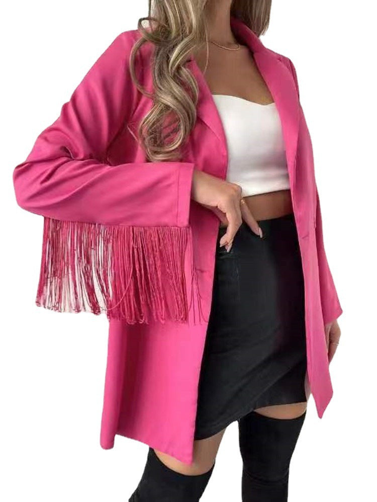 Costume droit décontracté à franges pour femme