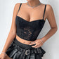 Lace Mesh Slim Fit Patchwork Beauty Back Inner Wear Outer Wear Camisole