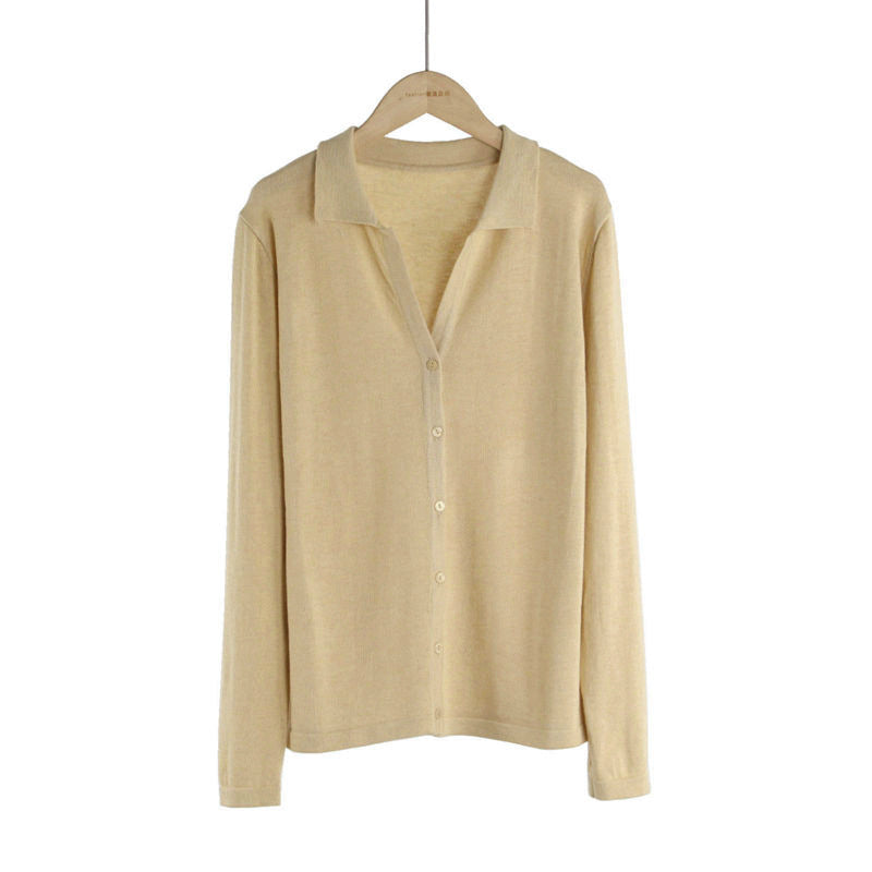 Single-breasted Lapel Knitted Cardigan Sweater