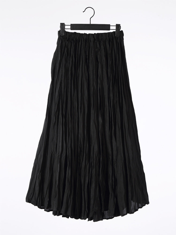 Solid Color Embroidered Long-sleeved Top Handmade Pleated Two-piece Overskirt Suit