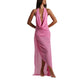 Deep V-neck Backless Sexy Asymmetrical Ruffled Dress