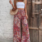 Pantalon large à imprimé cachemire bohème