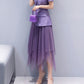 Solid Color Irregular Mesh Skirt High Waist A- Line Skirt
