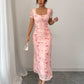 Strap-printed Long Figure-hugging Hip-hugging Dress