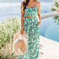 Women's Fashionable Digital Printing Suspender Wide-leg Trousers Suit