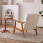 Armrests In Solid Wood, Upholstered, Teddy Velvet, Off-white, Interior Lounge Chair