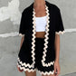Summer Female Cardigan Short Sleeve Suit