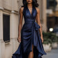 Elegant V-neck Irregular Women's Ruffled Dress