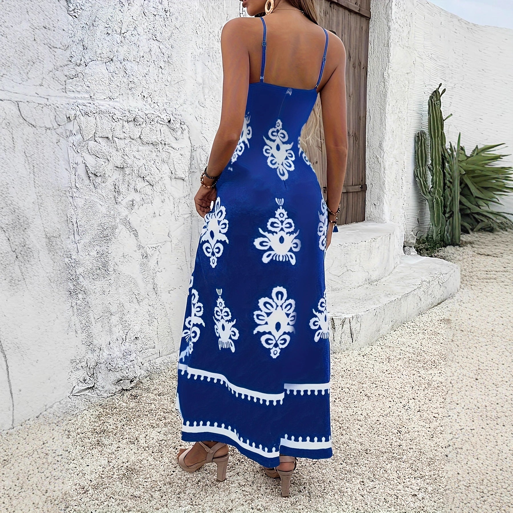 Printed Loose-fitting Figure-flattering Midi Dress