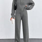 Autumn And Winter New European And American Women's Casual Loose Zip Top And Trousers Two-piece Set