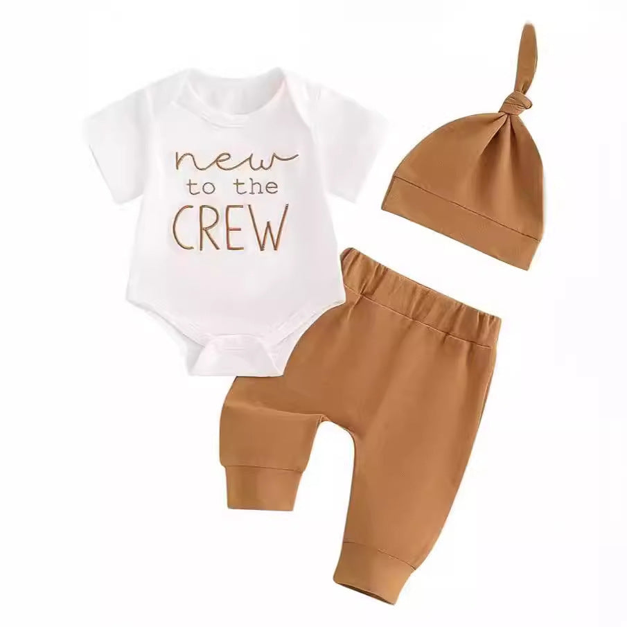 Children's Printed Top Solid Color Trousers Suit