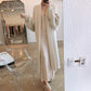 Women's Loose Fitting Knee Length Warm Jacket With Long Sleeves