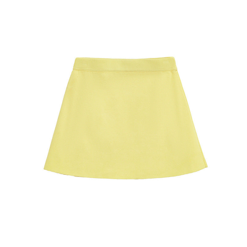 Short-sleeved Knitted Top Mini Skirt Suit