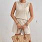 Solid Color Sleeveless Round Neck Vest Shorts Set