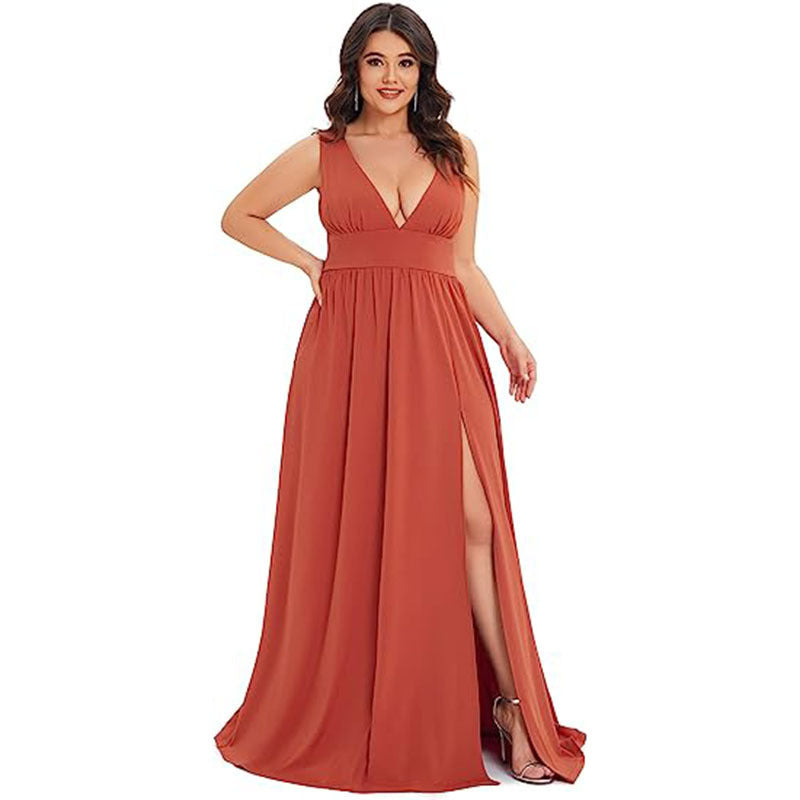 Robe trapèze ample sans manches à col en V profond