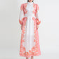 Robe trapèze d'été à col rond et manches longues, taille élastique et simple boutonnage pour femme