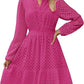 V-neck Hollow Eyelet Embroidered Cotton Long Sleeve Dress