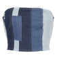 Denim Stitching Raw-edge Lace-up Tube Top T-shirt