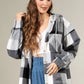 Women's Brushed Woolen Long-sleeved Hooded Shirt Plaid Coat