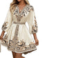 Women's V-neck Lace-up Waist Dress
