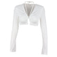 Slim Fitting Short Long Sleeve Top With Metal Buttons