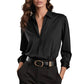 Women's Solid Color Loose Button Lapel Shirt