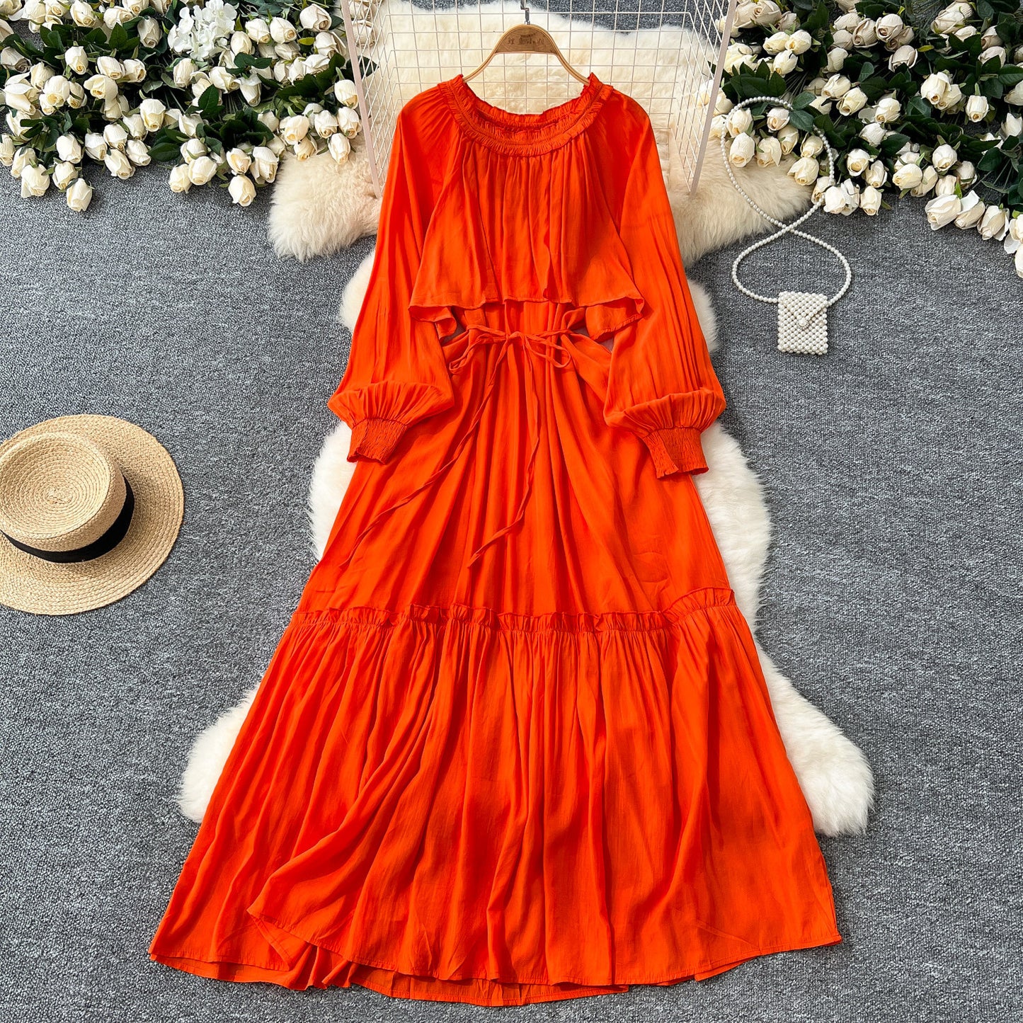 Designer-style Irregular Ruffled Patchwork Dress