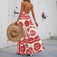 Printed Strap Maxi Dress With A Vacation-ready Open-back Design