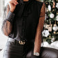 Mesh Stitching Button Bowknot Shirt