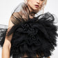 Ladies Fashion Mesh Slip-Neck Puff Top